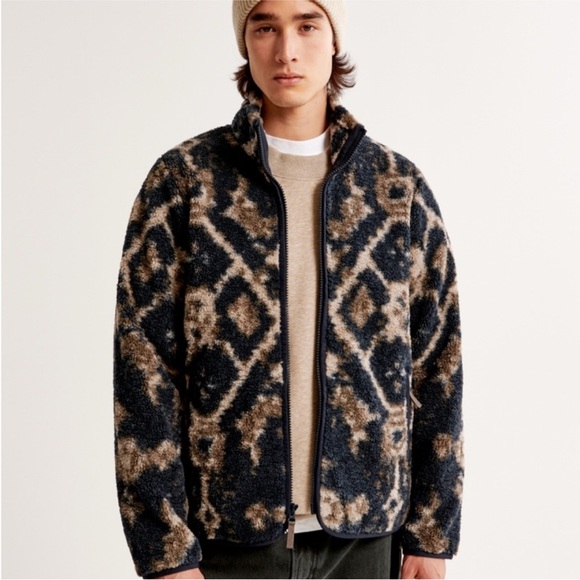 Abercrombie & Fitch Navy and Tan Patterned Sweater - Picture 2 of 2